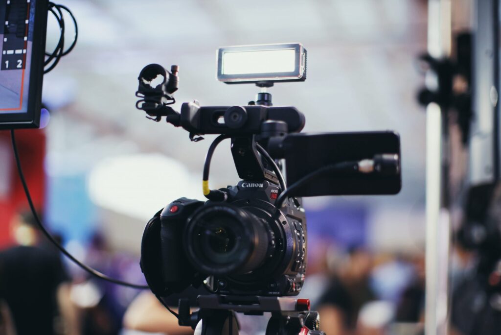 A professional Canon brand video camera