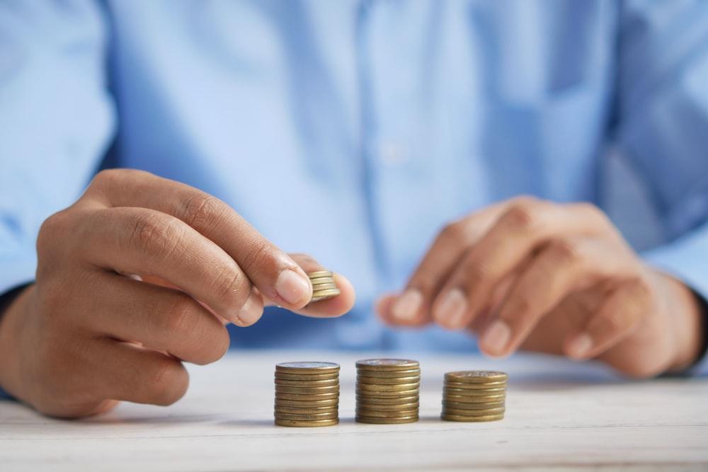 Stacking coins on a table